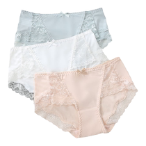 Light luxury French sexy seamless lace ice silk milk silk mid-waist plus size fat girl plus fat girl new model