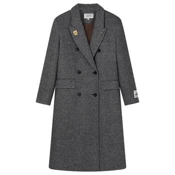 TeenieWeenie小熊女装时尚简约风冬季绵羊毛英伦风中长款毛呢大衣