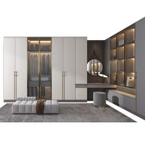 Oppein wardrobe custom home bedroom U-shaped walk-in closet custom glass door cabinet modern light luxury Kana