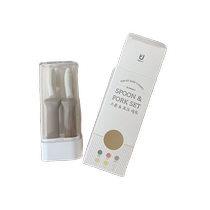 (Self-operated) Korean baby fork and spoon set eating training spoon silicone soft spoon baby independent fork spoon chopsticks