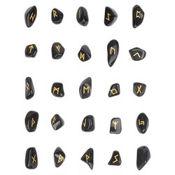 Obsidian 25 룬 룬 천연 크리스탈 보석