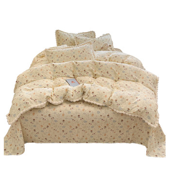 Class a small and fresh cotton double layer yarn bed four-piece set pure cotton quilt cover cover sheet 2025 new four seasons universal 4