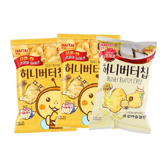 Korean Haitai Honey Butter Potato Chips 60g 3 packs