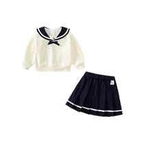 Girls college style suit autumn clothing childrens fashionable little girls clothes baby pleated skirt two-piece set spring and autumn