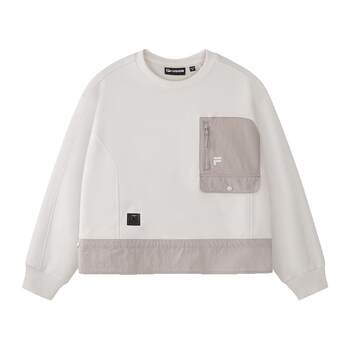 Fila fusion fila ຍີ່ຫໍ້ trendy pullover sweatshirt ແມ່ຍິງ 2026 ພາກຮຽນ spring ໃຫມ່ວ່າງ spliced knitted top