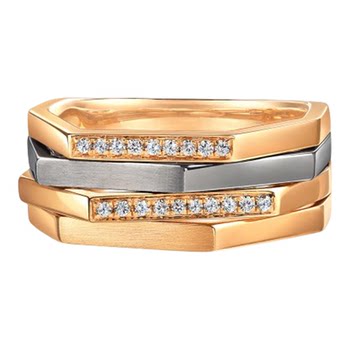 Crown series 18k gold row-set diamond ring