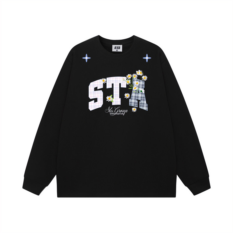 STA flagship store American floral print long-sleeved men's and women's autumn new high street heavy cotton couple sweatshirts