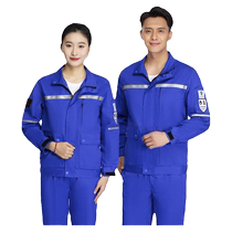 Flame retardant and anti-static work clothes customized with logo printed on metallurgical steel factory fire-proof and anti-scalding labor protection suit long-sleeved summer