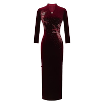 Minglan Shijia wedding banquet mother dress skirt daily velvet wedding dress dress noble cheongsam