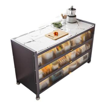 Household kitchen storage rack floor-standing multi-layer stone slab dining side storage cabinet multi-functional cupboard cabinets against the wall