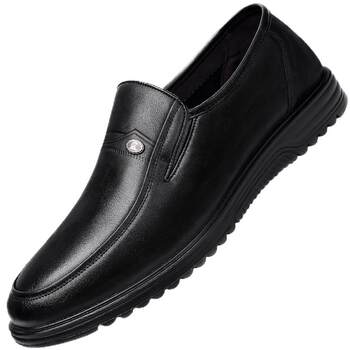 Qiangren 3515 men's genuine leather breathable slip-on leather shoes are comfortable