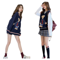 2024 early spring new outer wear bear sweater womens loose pullover lazy style student knitted sweater top ins trend