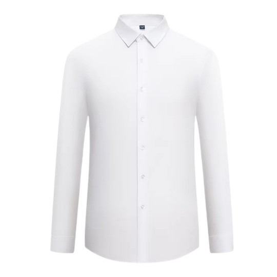 YUXIAN余闲丝绸微弹抗皱免烫长袖衬衫男士商务休闲纯色正装绅士