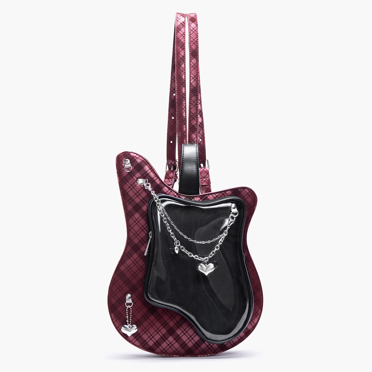 HIATUS Original Guitar Ita Bag, Creative Color Blocking, Sweet and Cool Y2K Chain Backpack, Crossbody Bag, Sweet Heart Bag