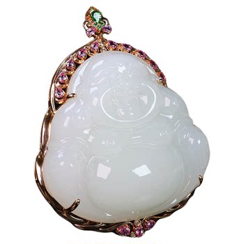 Original design emerald gold inlaid jade maitreya buddha for my wife