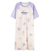 With Chest Cushion Sleeping Dress Summer Pure Cotton Thin short sleeves Summer Sleeping Clothes Women Big yards Summer loose Home Suits Extras