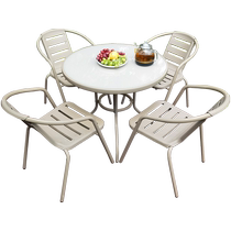 Sous-Force Tables de plein air et chaises Patio Outdoor Net Red Open-air Terrace Balcony Tea Table Iron Art Casual Carbon Steel Plastic Chair