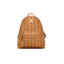 (self-employed) MCMStark side decorated rivet Visetos middle number double shoulder backpack MMKAAVE09