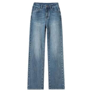 Narrow straight jeans ແມ່ຍິງແອວສູງ slimming ຂາກວ້າງ