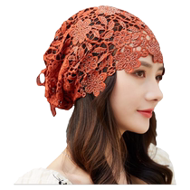 Summer new style comfortable hollow hot diamond lace ponytail scarf hat for women all-match scarf tie rope hook flower bag head hat