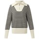 Gloria Wool Top Women's Lapel Striped Sweater