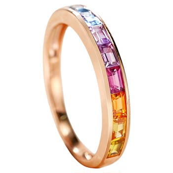 Natural colored gemstone 18k gold colored sapphire fashion ring