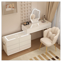 Milang cream style wireless charging dressing table and drawer integrated corner bedroom solid wood dressing table retractable storage cabinet