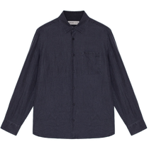 ICICLE mens 2024 early autumn new hemp plain straight lapel shirt