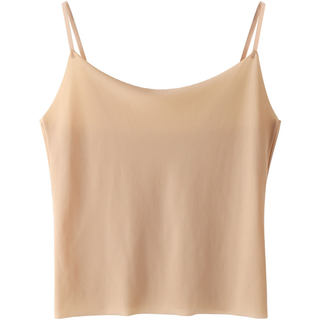 Ice silk inner layer with anti-exposure flesh-colored camisole and tube top