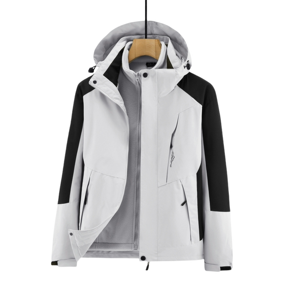 
Men's three-in-one removable charge jacket for women's autumn and winter plus velvet thickened outdoor sports hiking windbreaker