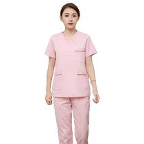 Pink pure cotton hand-washing clothes short-sleeved suit womens maternal and child obstetrics childrens pet hospital confinement nanny long-sleeved overalls