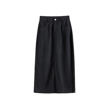 Women's black tencel denim skirt