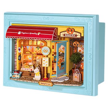 Jiumu Miscellaneous Goods Club Ruolai DIY Miniature House Photo Frame Scenery Story Handmade Miniature Scene Building Block Assembly Model