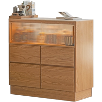 Genji Muyu solid wood partition cabinet living room multi-functional storage cabinet oak slate sideboard storage cabinet small bar