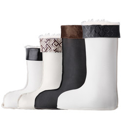 Men's rain boots with cotton lining to keep warm and cotton-filled water shoes for women, velvet thickened rain boots to prevent cold rain boots lined with rubber shoes and cotton socks high