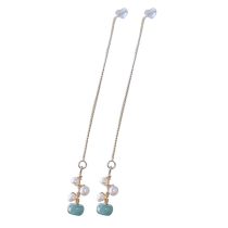 Light Picking Up Natural A Grade Jade Ice Blue Moisture Plate with Natural Pearls Fashionable and Versatile Ear Wires