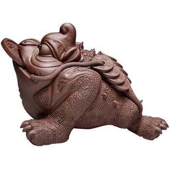 Purple sand tea pet ornaments to attract wealth and golden toad, all handmade