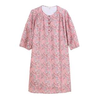 蒲PUKKA 苎麻印花连衣裙夏季新品宽松休闲裙子