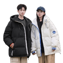 Couples light down jacket mens winter new warm trendy brand American retro high-end cold-resistant hooded jacket