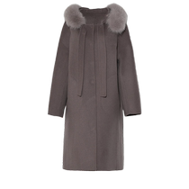 DPLAY2024 new winter style versatile brown hooded 100 wool coat long woolen coat long sleeves for women