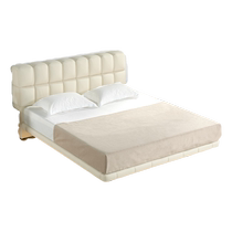 (Guobu) Mousse Cream Style Leather Bed Puff Bed Modern Simple Leather Bed Suspended Bed Double Soft Bed