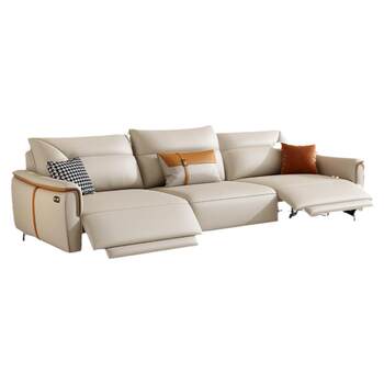 Breer sofa ຫນັງໄຟຟ້າ multifunctional ຫ້ອງຂະຫນາດນ້ອຍຫ້ອງດໍາລົງຊີວິດເຮືອນສີ່ບ່ອນນັ່ງຊັ້ນທໍາອິດ sofa ຫນັງແຖວຊື່