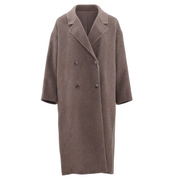 [100绵羊毛]马天奴2025新款大衣翻领双排扣长款外套廓形气质时尚