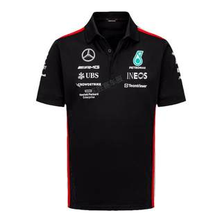 2023 new F1 racing suit T-shirt Mercedes-Benz team short-sleeved lapel Polo shirt Hamilton team men's custom