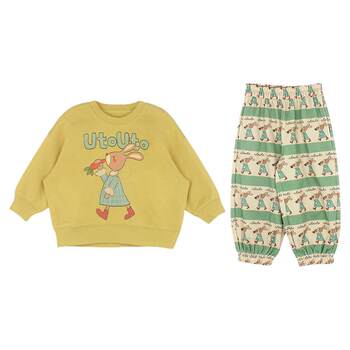 Utouto ດູໃບໄມ້ລົ່ນກາຕູນຫ້າສີ sweatshirt / cuffed pants