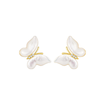 (Self-operated) DAISY BEAUTY fairy butterfly mother-of-pearl earrings s925 silver zircon niche light luxury jewelry