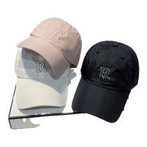 Outdoor sports baseball hat womens fashion R letter white peaked cap mens trendy summer thin sun hat fashionable