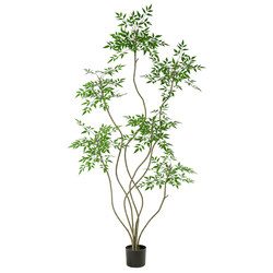 High-End Light Luxury Artificial Green Plant Potted Plant, Nandina Bamboo, Quiet Style, Indoor Living Room Large Decoration, Advanced Simulated Plant