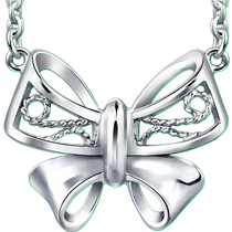 Chinese Valentines Day gift Zhou Shengshengs fugitive princess bow necklace Pt950 platinum necklace girls jewelry 91476N