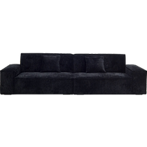 Microcolor chenille high back tofu block sofa mid-century style fabric sofa living room black straight sofa